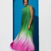 C-throu Printed Satin Dress