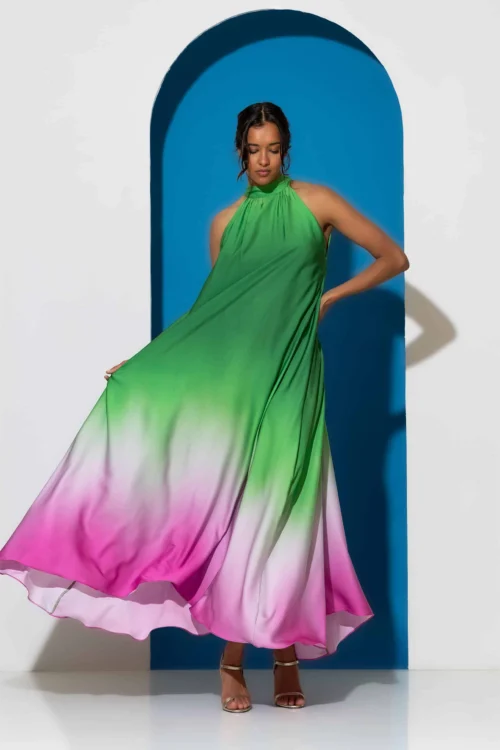 C-throu Printed Satin Dress