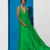 C-throu Open Back Satin Dress