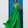 C-throu Open Back Satin Dress
