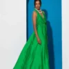 C-throu Open Back Satin Dress