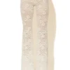 C-throu Ecru Flocked Sheer Lace Leggings