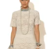 C-throu Flocked Sheer Lace Blouse