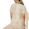 C-throu Flocked Sheer Lace Blouse