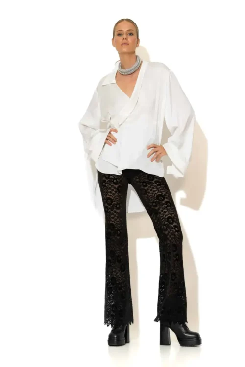 C-throu Flocked Sheer Lace Leggings