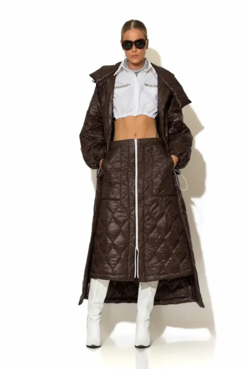 C-throu Puffer Skirt With Front Zipper