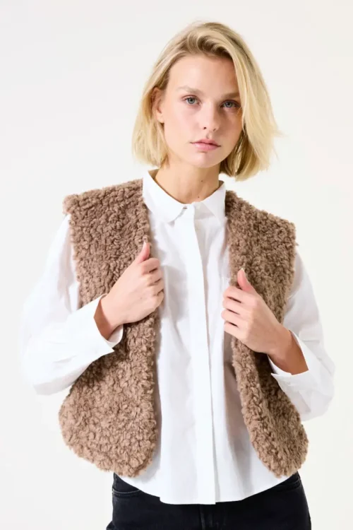 We Are Garcia Taupe Teddy Vest