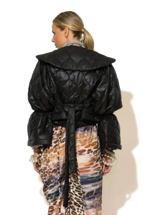 C-throu Black Short Puffer Jacket