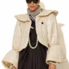 C-throu Ecru Short Puffer Jacket