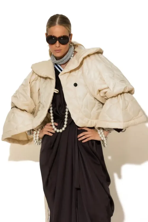 C-throu Ecru Short Puffer Jacket