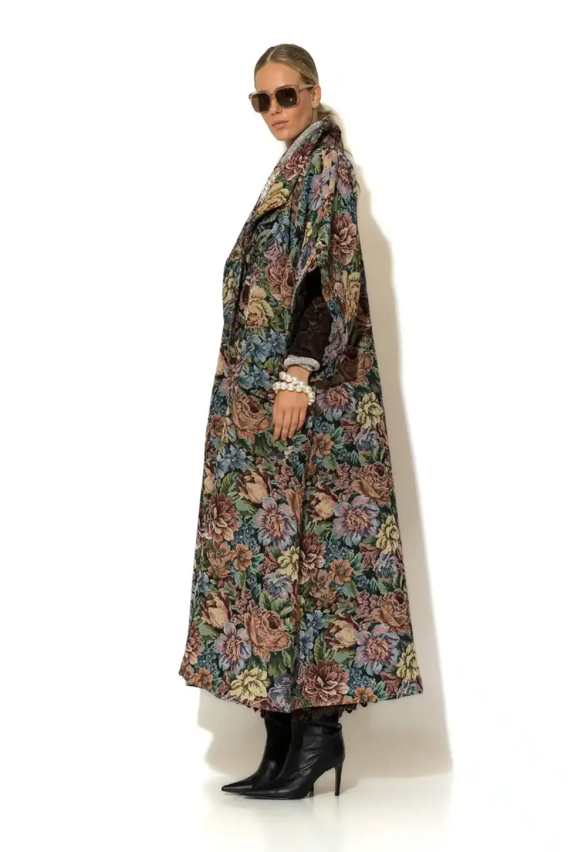 C-throu Oversized Maxi Brocade Coat