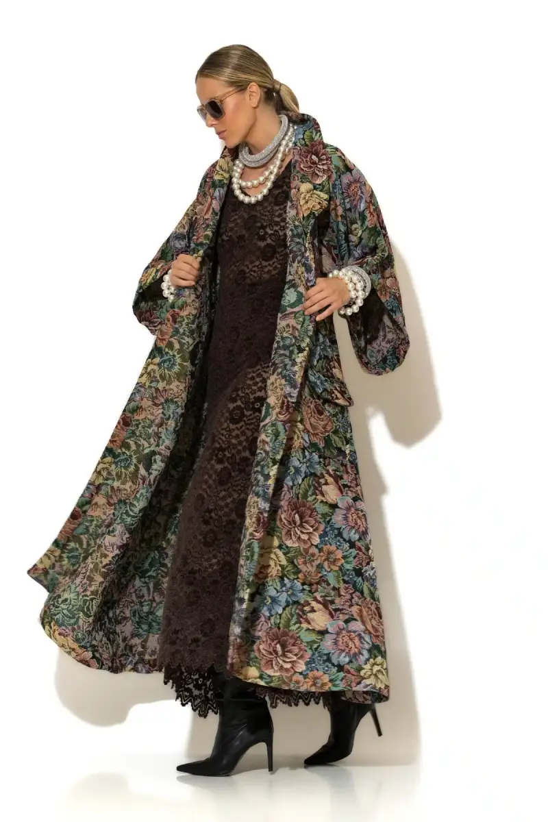 C-throu Oversized Maxi Brocade Coat