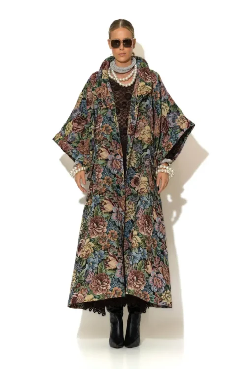 C-throu Oversized Maxi Brocade Coat