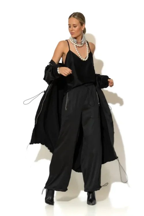 C-throu Satin Crepe Pants