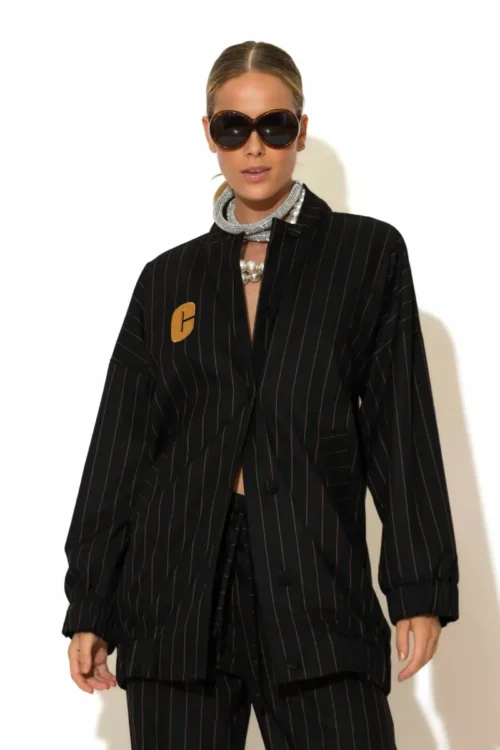C-throu Striped Bomber Jacket
