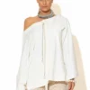 C-throu Sweatshirt With Decorative Neckline