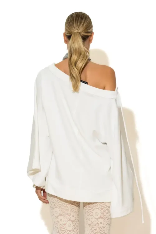 C-throu Sweatshirt With Decorative Neckline