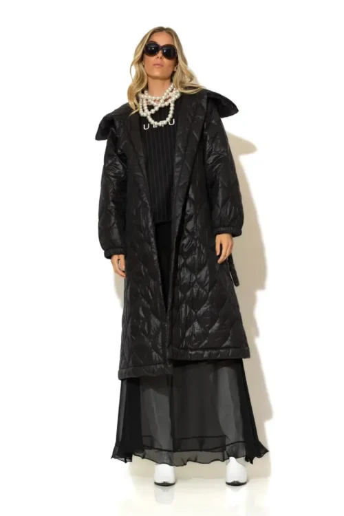 Gold Glow Long Puffer Coat