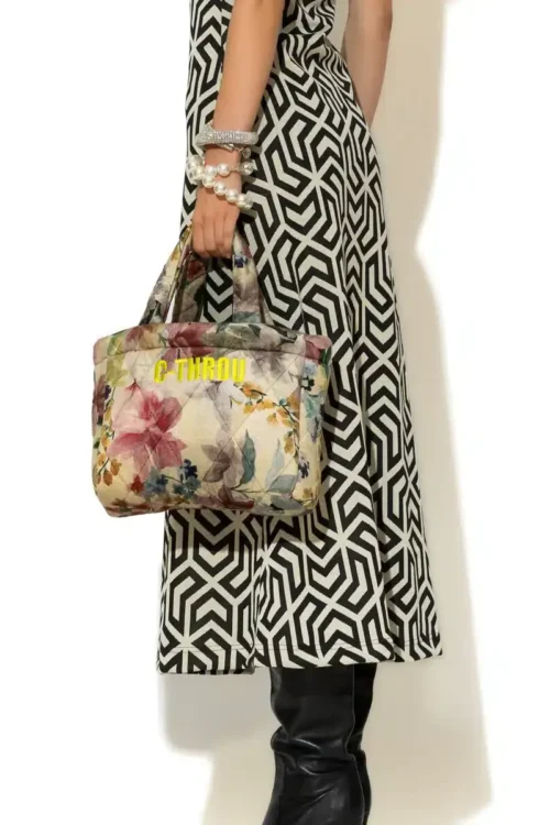 C-throu Floral Puffer Tote Bag