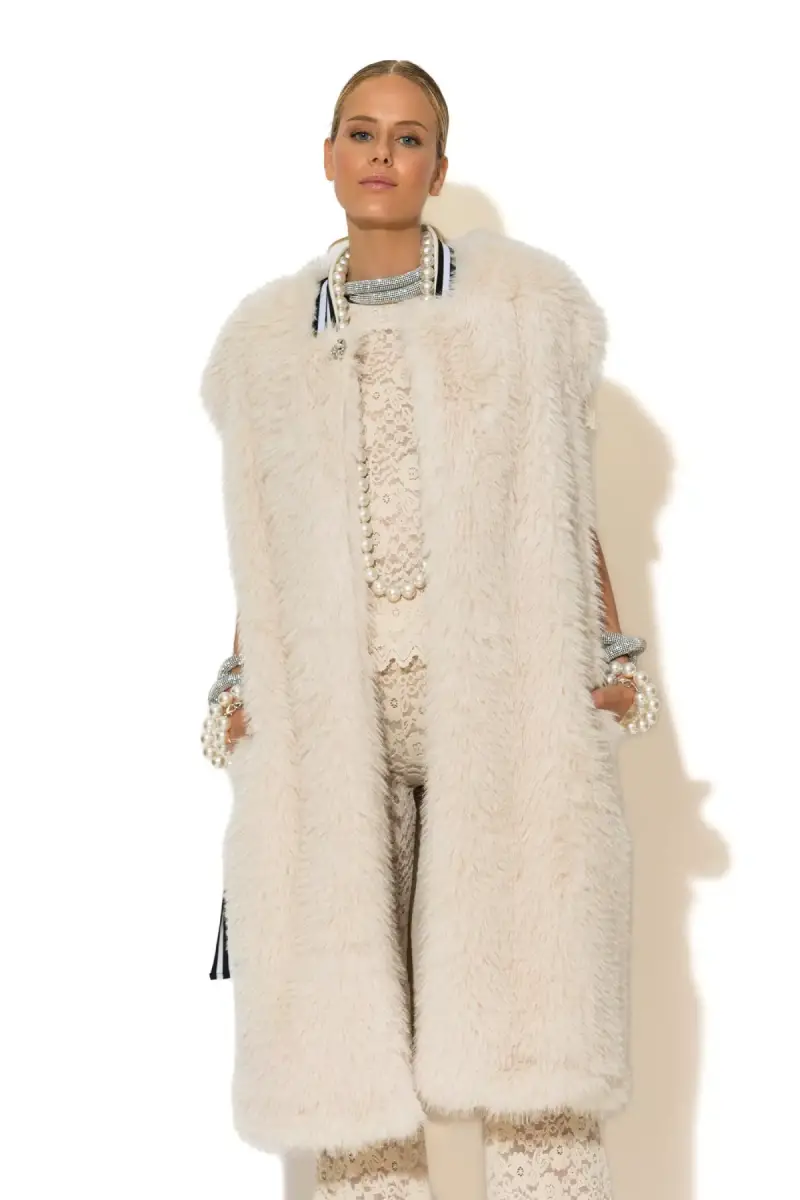 C-throu Long Faux Fur Coat