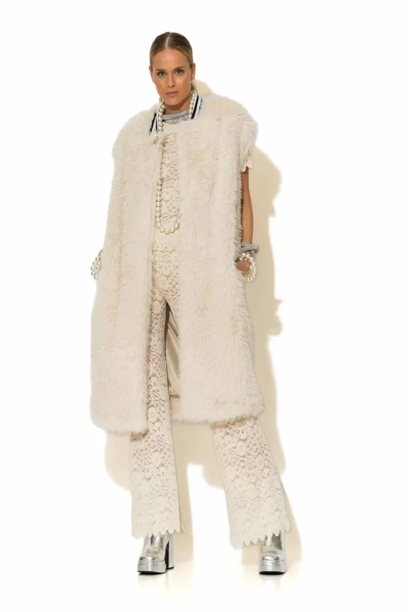 C-throu Long Faux Fur Coat