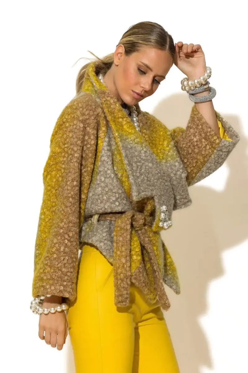 C-throu Short Ombre Boucle Coat