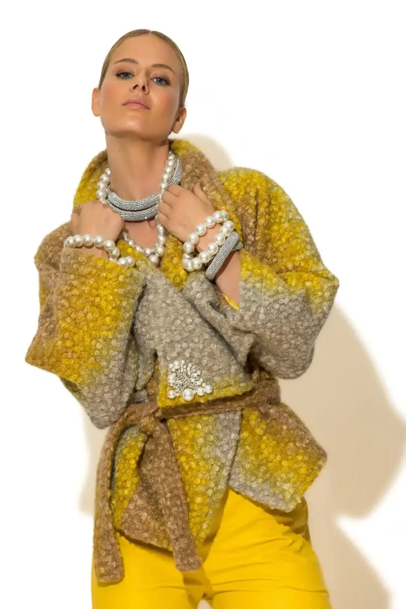 C-throu Short Ombre Boucle Coat