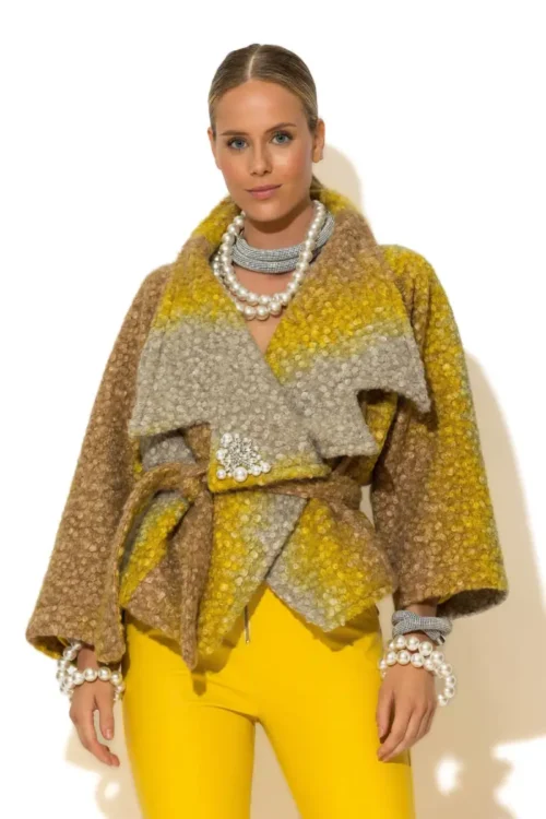 C-throu Short Ombre Boucle Coat