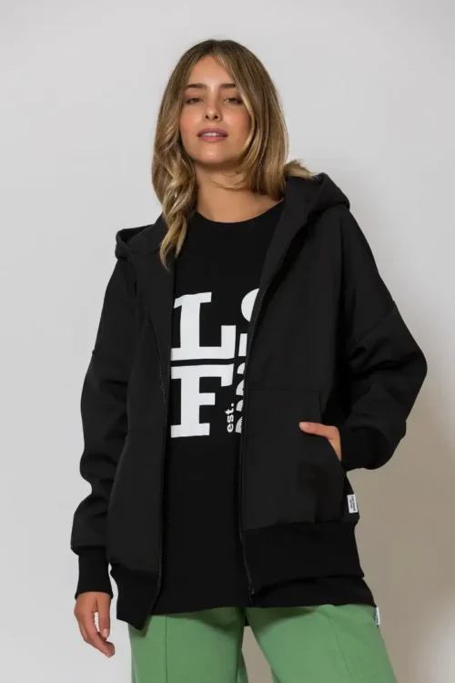 Less Sonder Feeling Appliqued Oversized Hooded