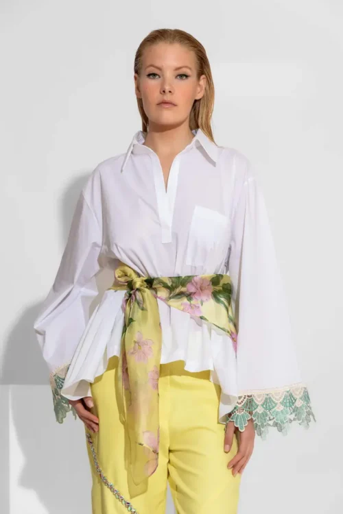 C-throu Laced Sleeve Shirt