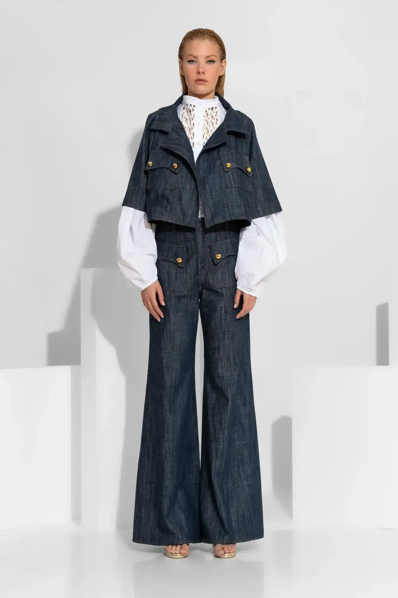 C-throu Oversized cropped denim jacket