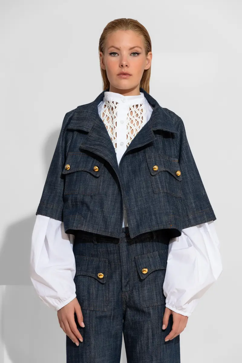 C-throu Oversized cropped denim jacket