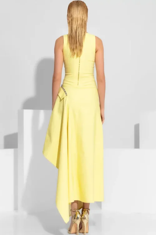 C-throu Asymmetric Denim Dress