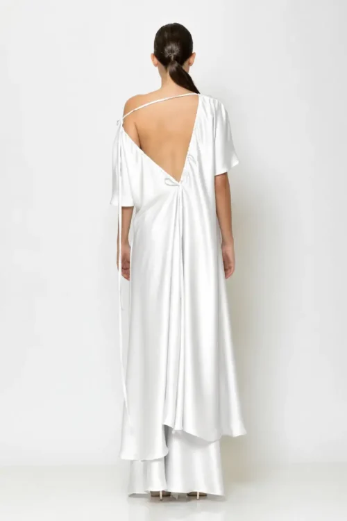 C-throu Asymmetric Satin Blouse