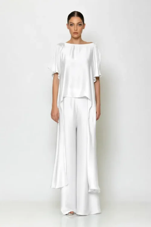C-throu Asymmetric Satin Blouse