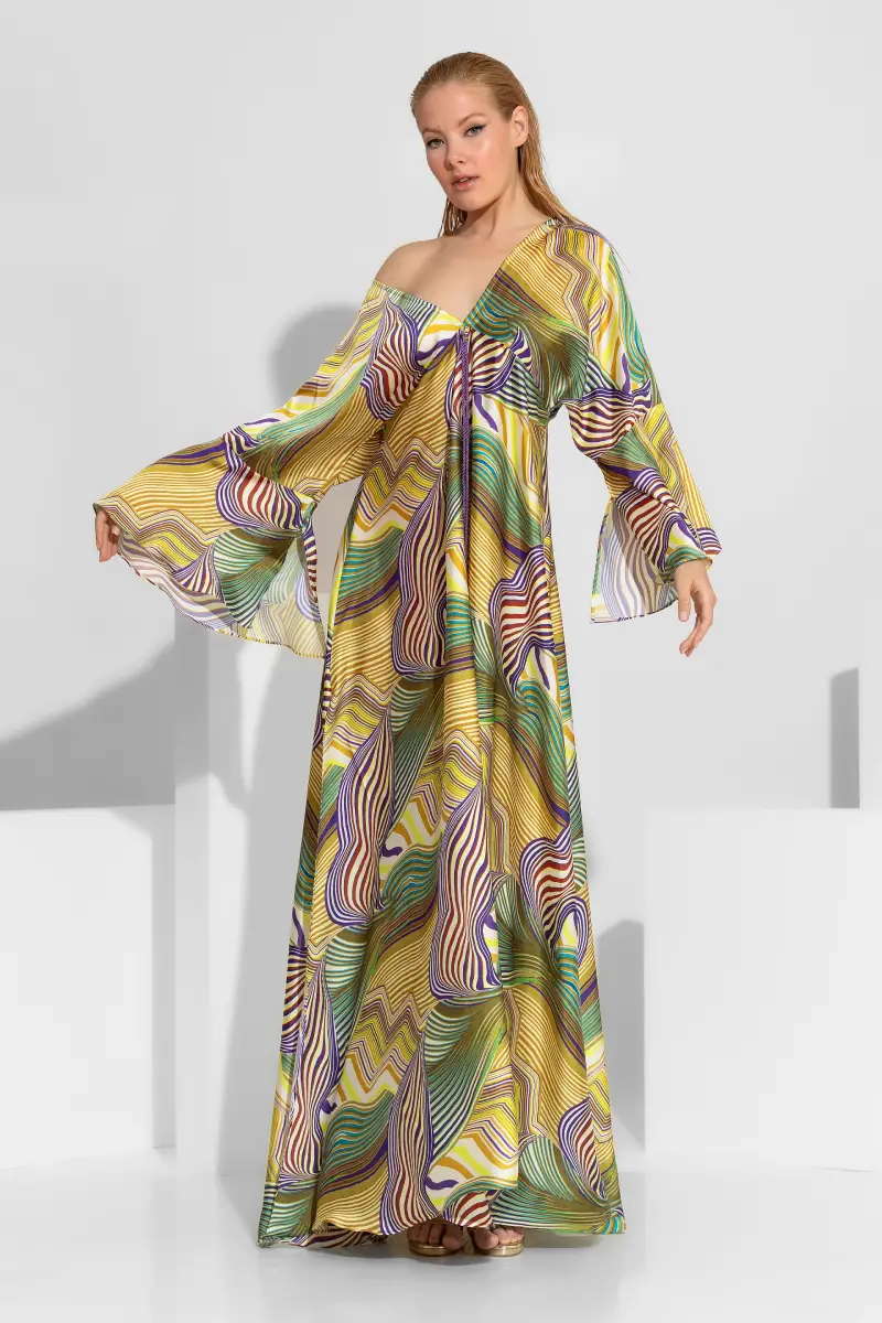 C-throu Satin Printed Dress