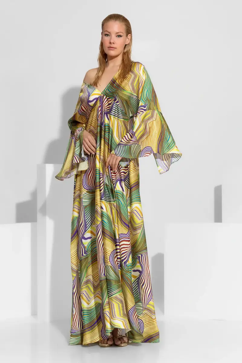 C-throu Satin Printed Dress