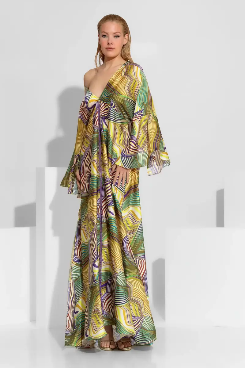 C-throu Satin Printed Dress