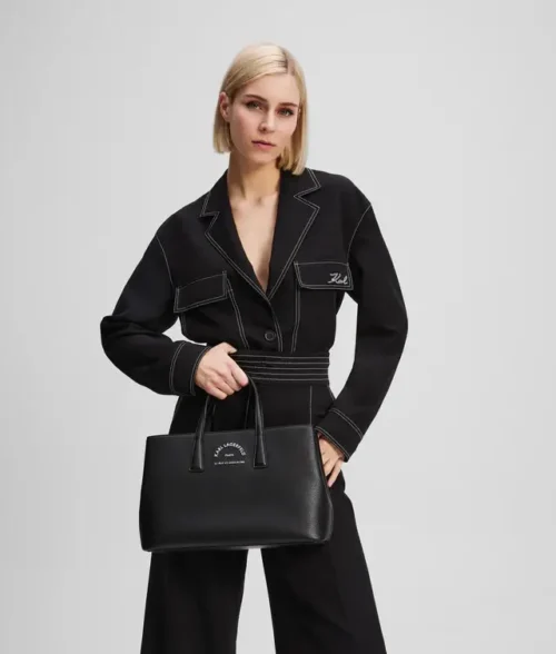 Karl Lagerfeld Metal Satchel Bag Black