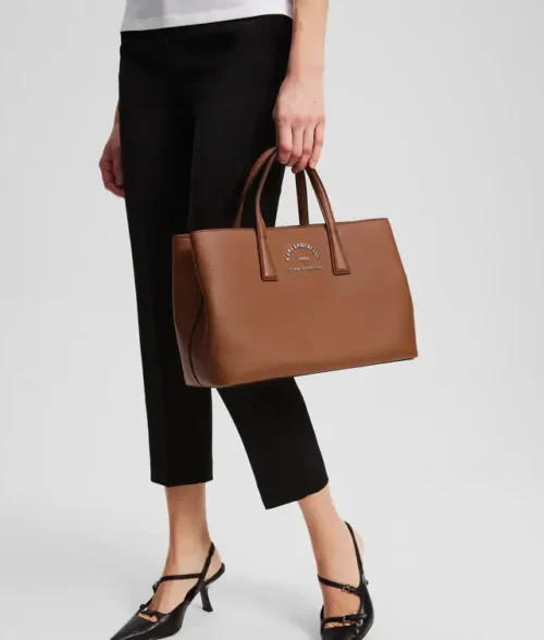 Karl Lagerfeld Metal Satchel Bag Tan