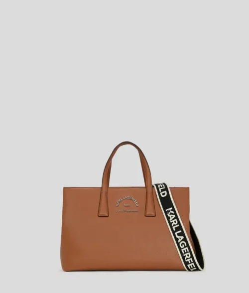 Karl Lagerfeld Metal Satchel Bag Tan