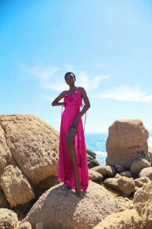 C-throu Asymetric Wrap Dress