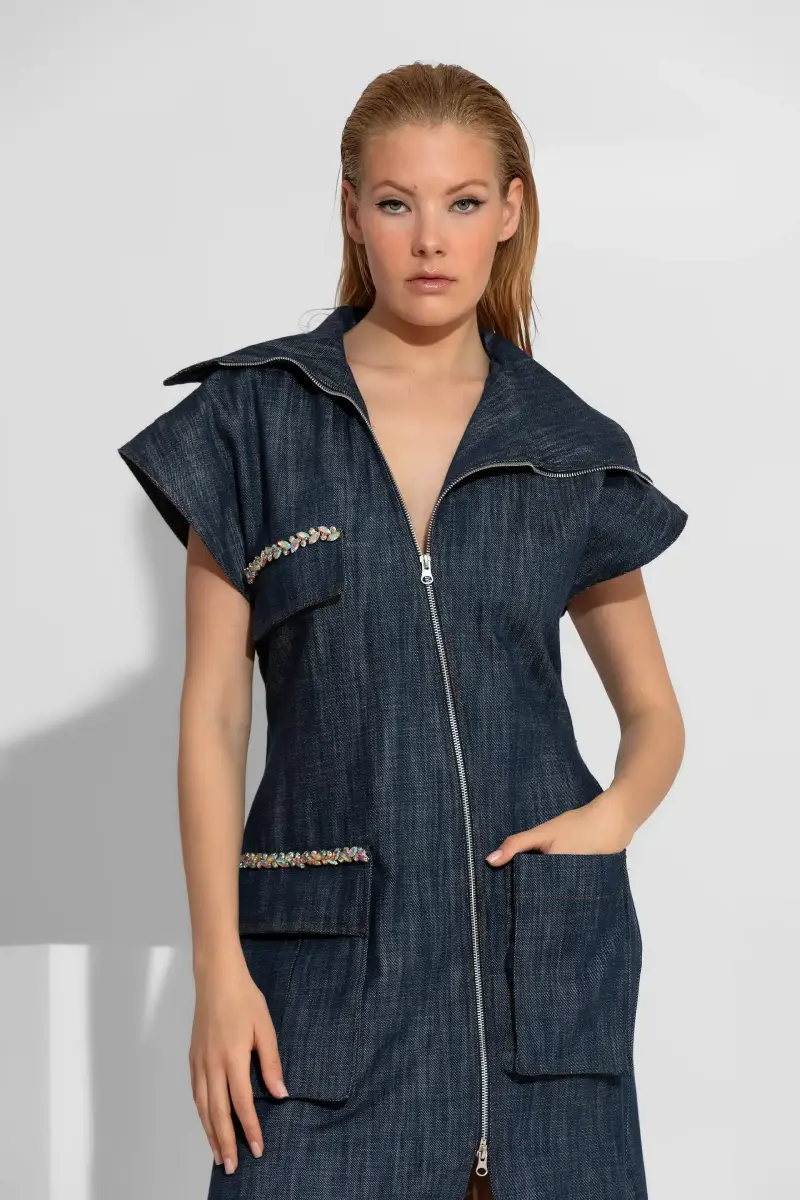 C-throu Denim Cargo Dress