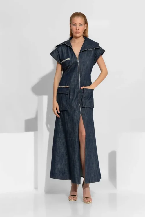 C-throu Denim Cargo Dress