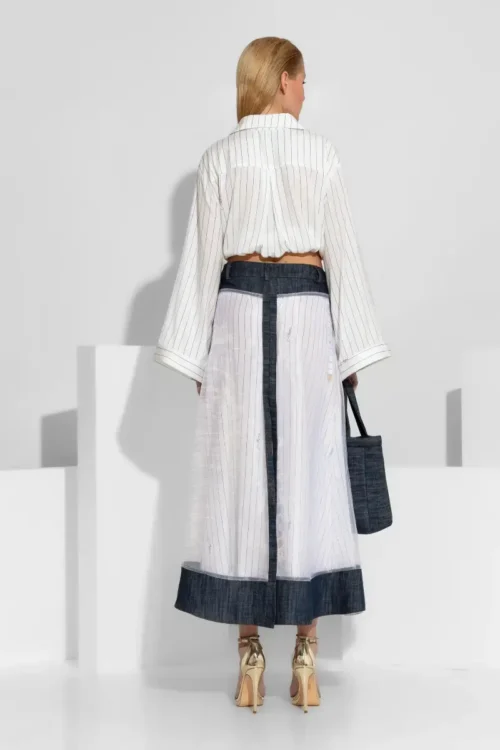 C-throu Maxi Denim Skirt