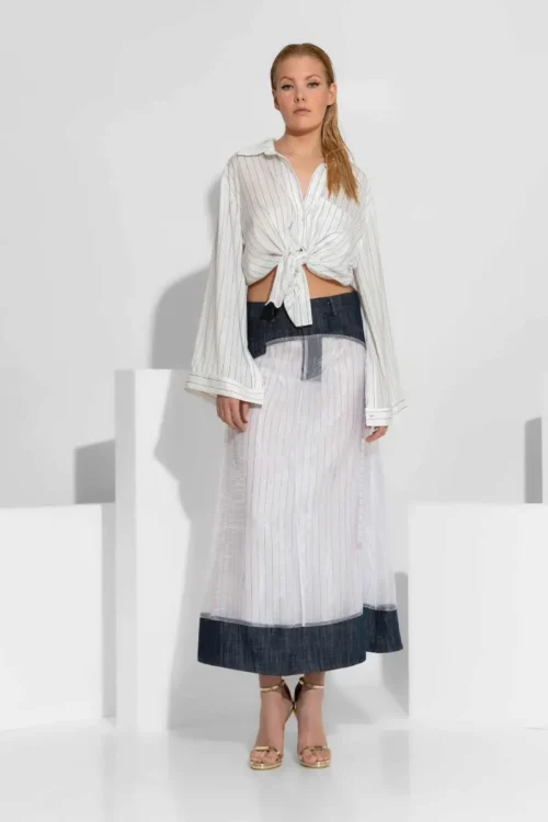 C-throu Maxi Denim Skirt