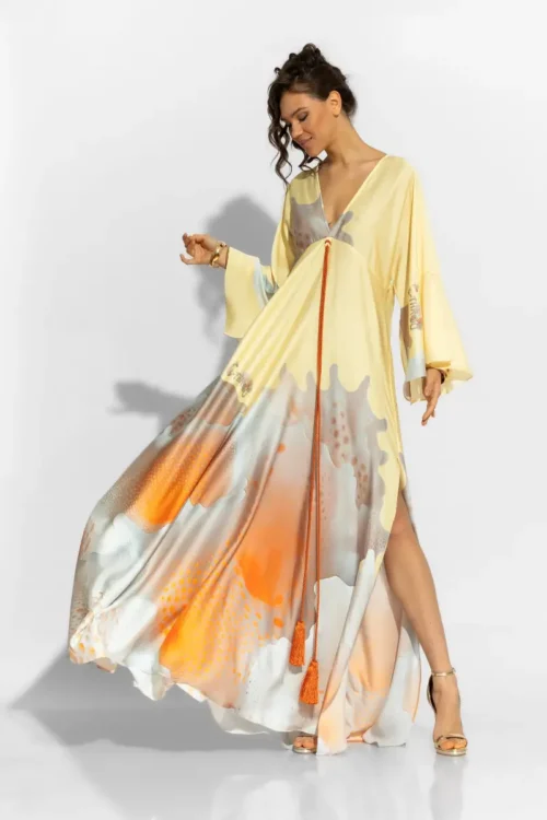 C-throu Printed Satin Dress
