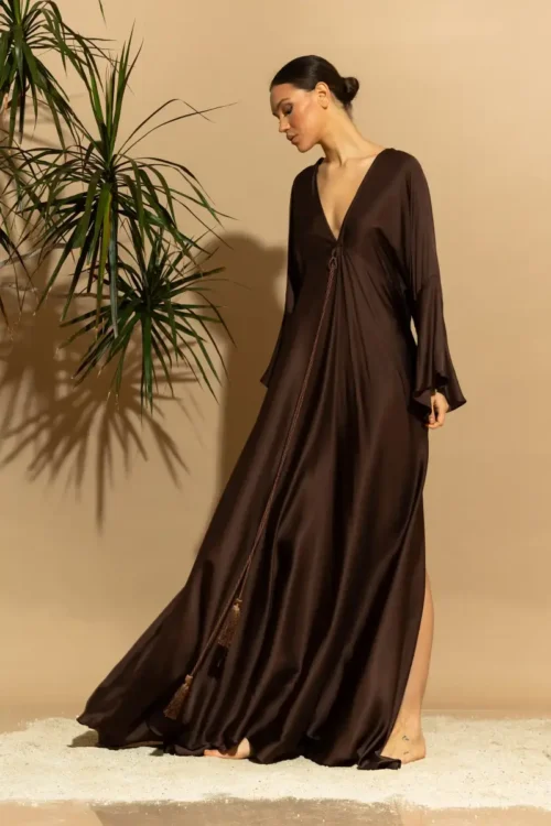 C-throu Satin Maxi Dress