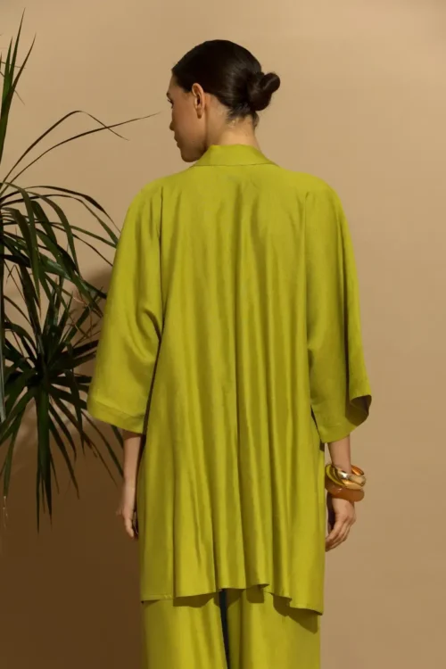 C-throu Short Linen Kimono