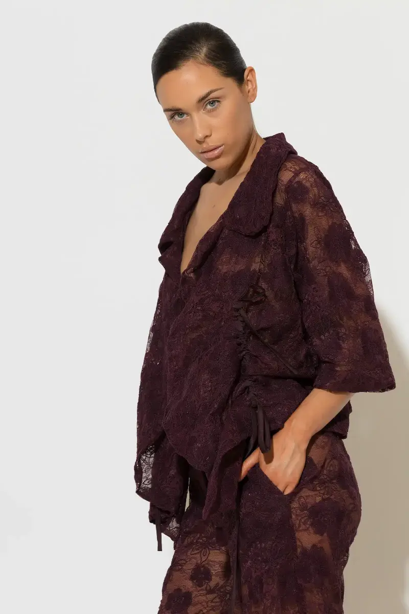 C-throu Burgundy Lace Bolero